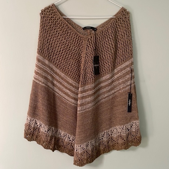 NWT Vertigo Paris brown combo poncho, size medium - Picture 1 of 11